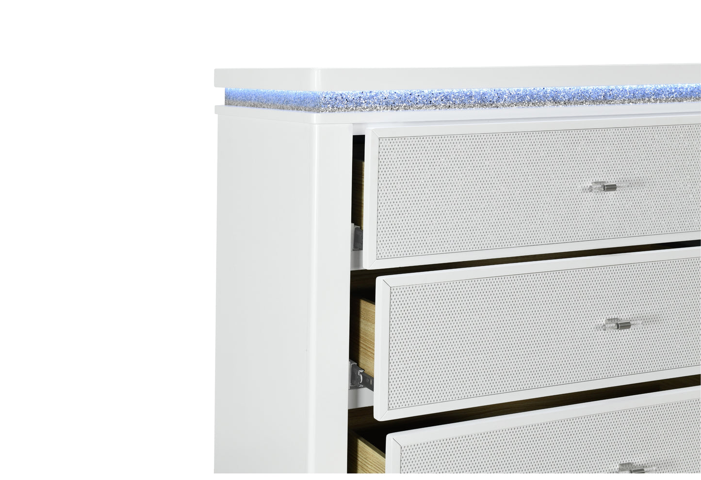 riley white dresser with led