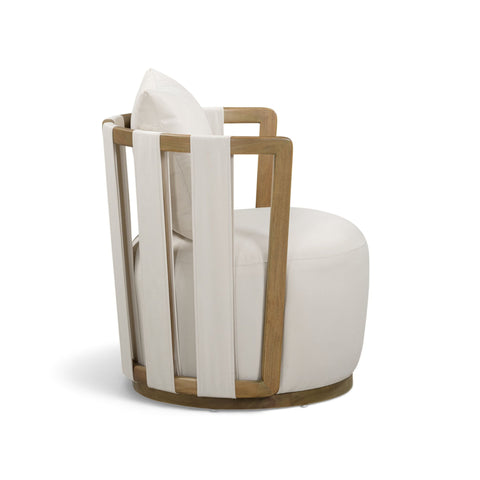 Genevieve Ravenna Cream Upcycled Basketweave Fabric Outdoor Accent Chair - image 3