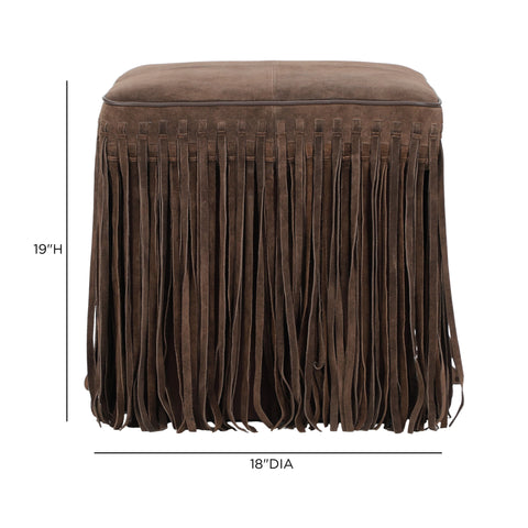Amelie Devereux Square Suede Fringe Ottoman - image 6
