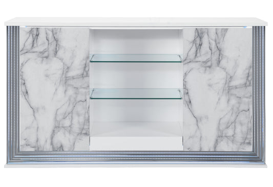 Abigail White Marble Buffet BUFFET WITH LED