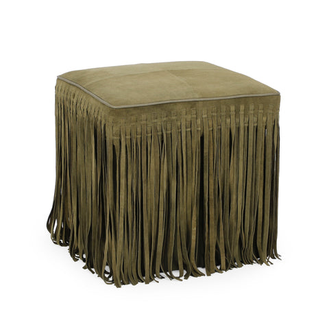Amelie Devereux Square Suede Fringe Ottoman - image 2
