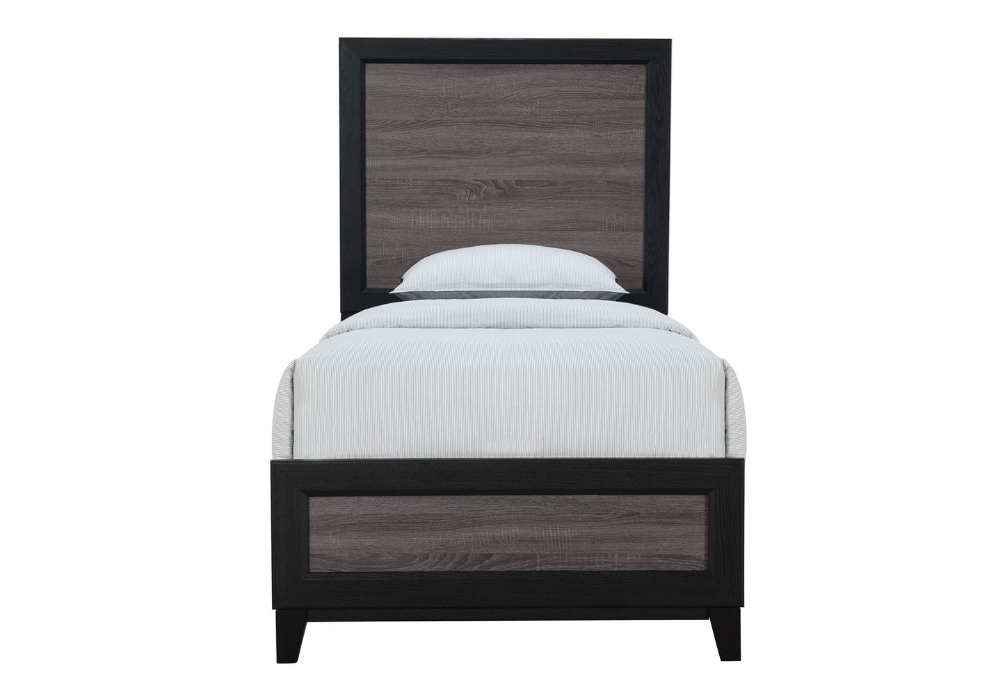 anthony grey/black youth twin bed, dresser, mirror and nightstand