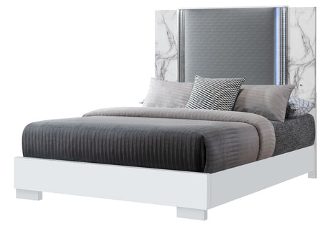 Abigail White Marble Fully Slatted QUEEN BED GROUP FULLY SLATTED