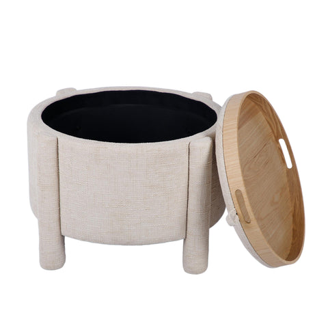 Amelie Capri Railroad Chenille Storage Stool With Reversible Tray Top - image 6