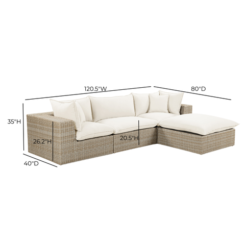 Ines Castaigne 4-Piece Performance Fabric &amp; Wicker Outdoor Sectional - image 7