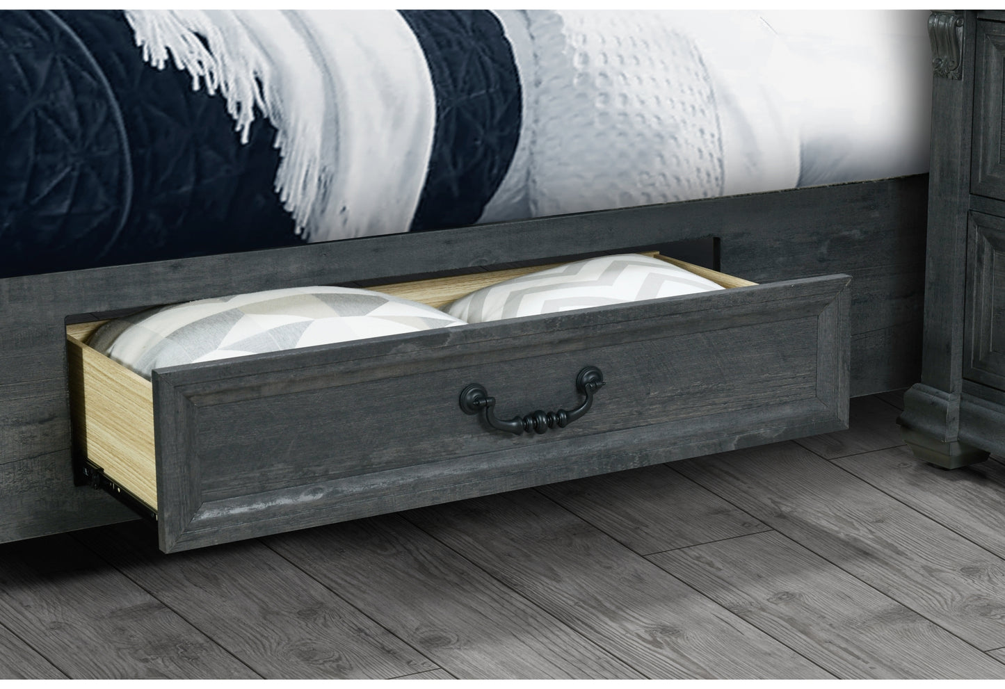 alexa grey upholstered bed,rowan/tatum grey,rowan/tatum grey storage king bed group storage