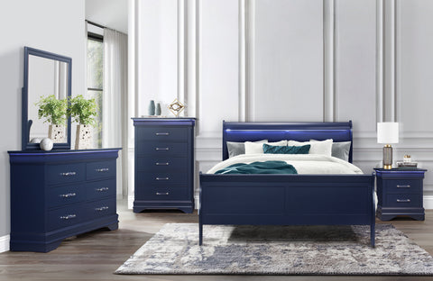 James Blue FULL BED GROUP WITH LED