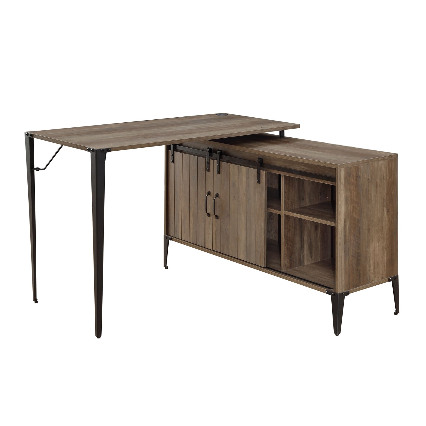 zakwani writing desk, rustic oak & black finish