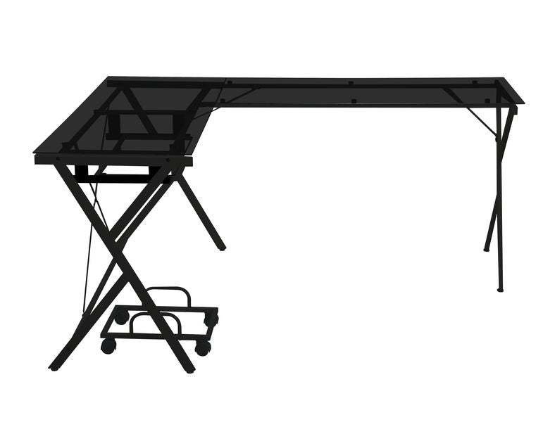 zander computer desk, black glass top & black finish