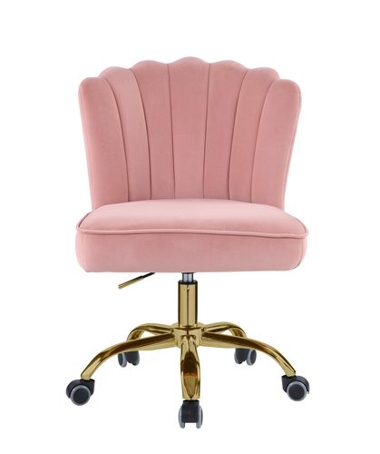 zazie office chair, rose quartz velvet & gold finish