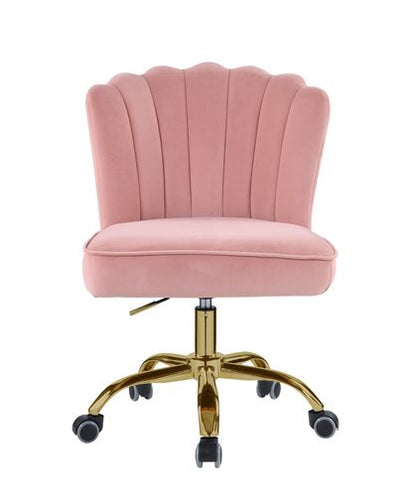 Zazie Office Chair, Rose Quartz Velvet & Gold Finish