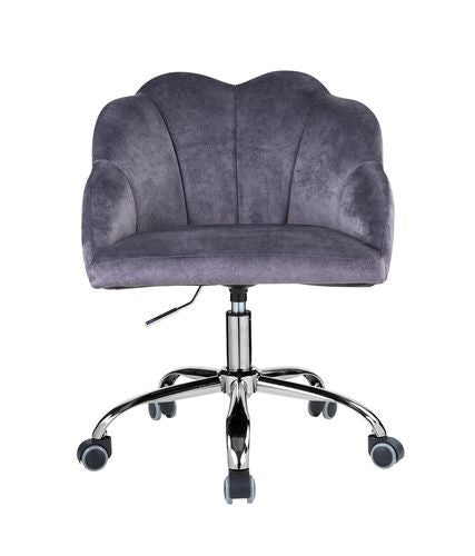 zeger office chair, dark gray velvet & chrome finish