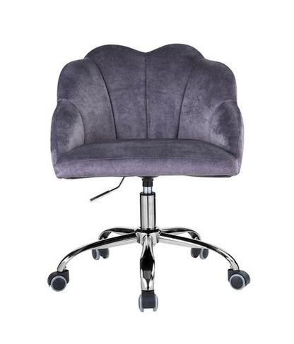 Zeger Office Chair, Dark Gray Velvet & Chrome Finish