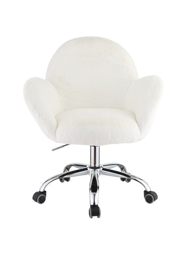 zekera office chair, white lapin & chrome finish