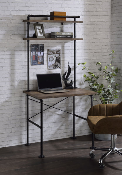 Zlatan Writing Desk, Rustic Oak & Black Finish