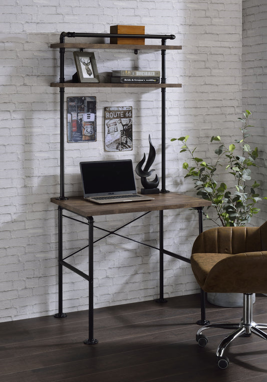 Zlatan Writing Desk, Rustic Oak & Black Finish