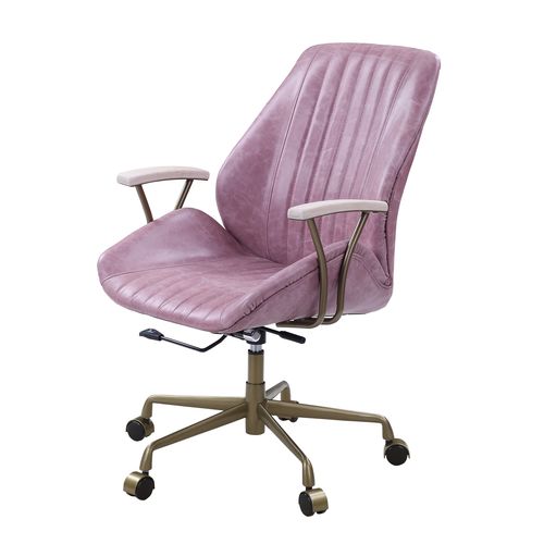 kolin office chair, pink top grain leather