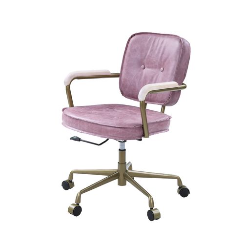 madan office chair, pink top grain leather