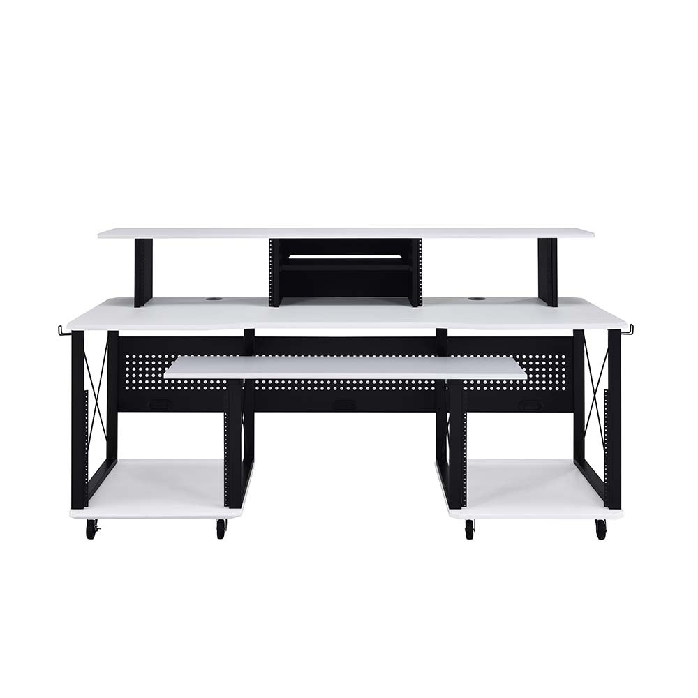 zoma music desk, white & black finish