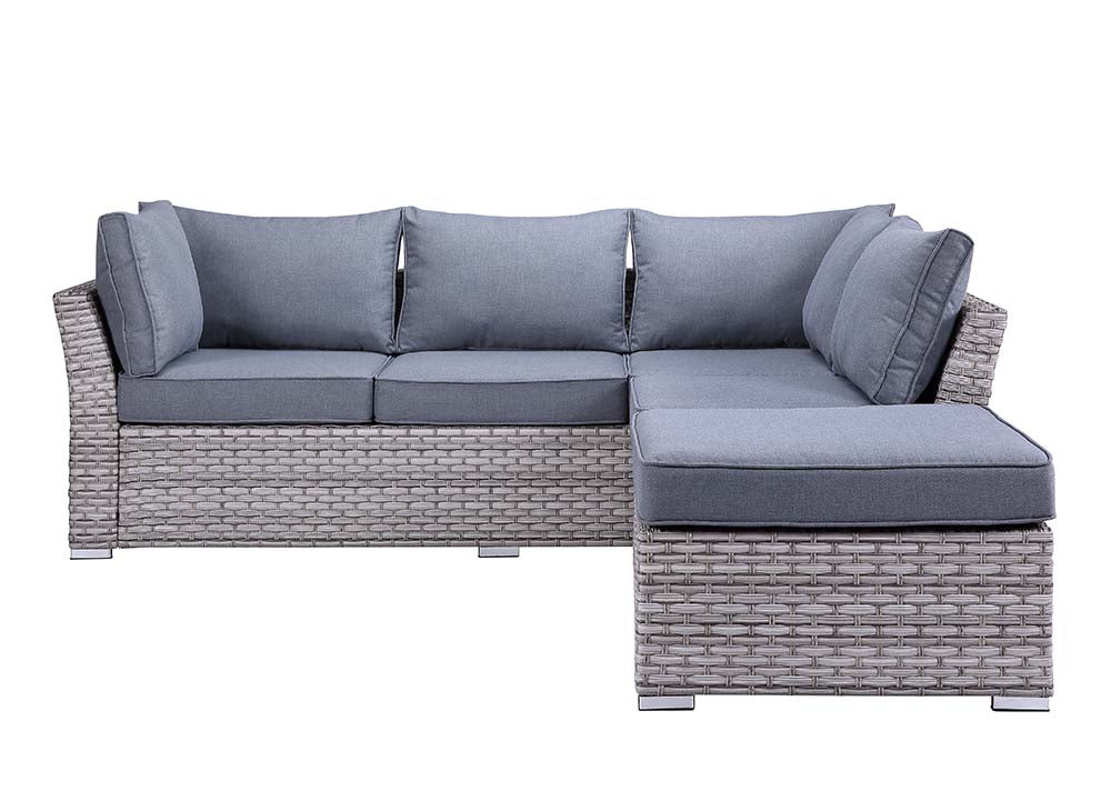 zunyas patio sectional sofa & cocktail table, gray fabric & gray finish