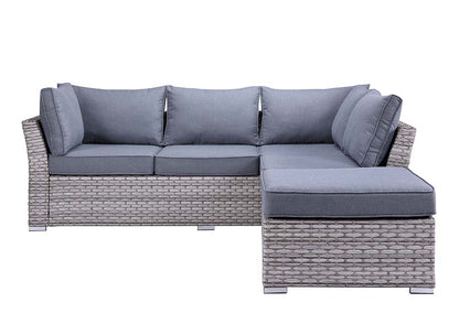 Zunyas Patio Sectional Sofa & Cocktail Table, Gray Fabric & Gray Finish