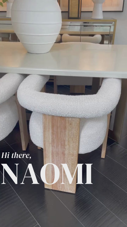 Naomi CreamBoucle Fabric Natural Dining Chair C