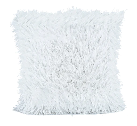 WHITE SHAGGY 20X20 PILLOW